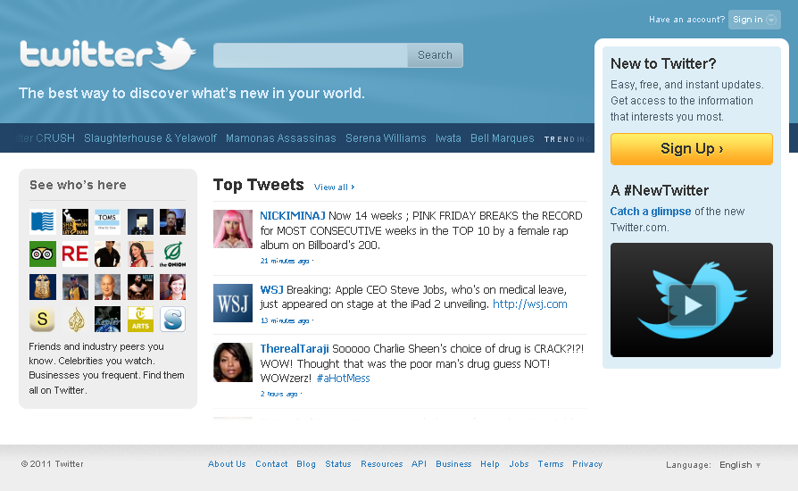 Top 20 most followed people on twitter